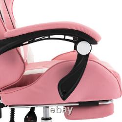 Pink Gaming Office Chair Computer Desk Leather Executive Swivel Wheels Home
