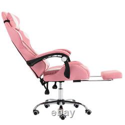 Pink Gaming Office Chair Computer Desk Leather Executive Swivel Wheels Home New