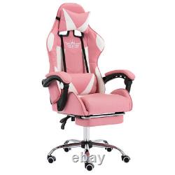 Pink Gaming Office Chair Computer Desk Leather Executive Swivel Wheels Home New