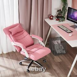 Pink Office Chair Computer Desk Swivel Recliner Work Chair Padded Seat Chair