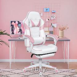 Pink Office Gaming Massage Chair Ergonomic Computer Desk Recliner Lumbar Support