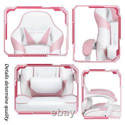Pink Office Gaming Massage Chair Ergonomic Computer Desk Recliner Lumbar Support