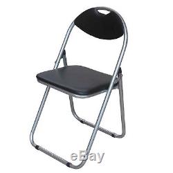Portable Black Leather Office Camping Reception Lounge Padded Soft Folding Chair