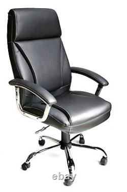 Prague Black Bonded Leather Computer Executive Deep Padded Office Chair VAT inc