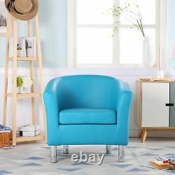 Premium Aqua Blue Leather Tub Chair Armchair Dining Living Room Office Reception