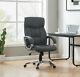 Premuim Office Chair Grey Pu Leather Padded Swivel Recliner Computer Desk Seat