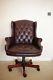 Preowned Chesterfield Real Leather Office Chair Brown Great Condition Elegant