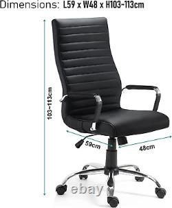 Pu Leather Office Chair, Swivel Computer Desk Chair High Curved Back Office Comp
