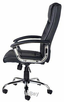 Quality Black Upholstered Luxury Real Bonded Leather Executive / Managers Chair