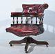 Quality Chesterfield English Oxblood Leather Captains Swivel Desk Chair