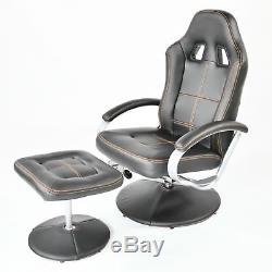 REBOXED Racing Style Recliner Gaming Chair Footstool High Back Faux Leather