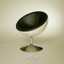 RETRO BOWL CHAIR white-black swivel armchair, lounge design, space age