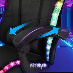 RGB Gaming Chair Racing Computer Chair with Light PU Leather Swivel Office Chair