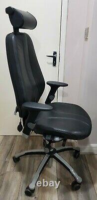 RH Logic 400 Black Leather Orthopaedic Ergonomic Swivel Office Desk Chair