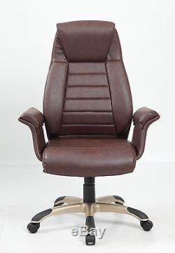 RIGA Brown Leather Gull Wing Executive Chair Brown (Eliza Tinsley)