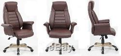 RIGA Brown Leather Gull Wing Executive Office Swivel Computer Chair