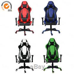 Racing Chair Gaming Computer Seat Adjustable Swivel Recliner Leather Office