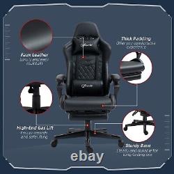 Racing Gaming Chair Faux Leather Gamer Recliner Home Office Black
