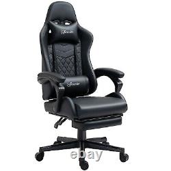 Racing Gaming Chair Faux Leather Gamer Recliner Home Office Black