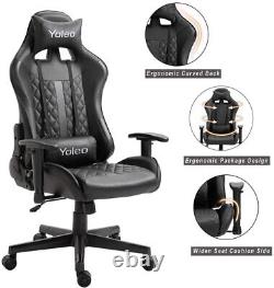 Racing Gaming Chair Leather Swivel Office Gamer Desk Chair Adjustable Footrest