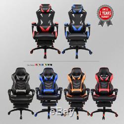 Racing Gaming Chair Office High Back Ergonomic Recliner PU Leather Footrest
