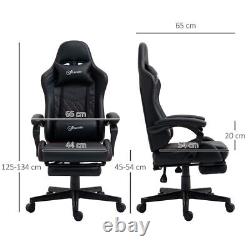 Racing Gaming Chair PU Leather Gamer Recliner Home Office, Black