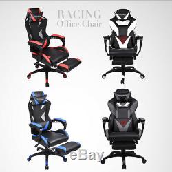 Racing Gaming Chair PU Leather Swivel Recliner Office Seat Adjustable Height