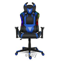 Racing Gaming Chair Swivel Leather Computer Desk Office Chair with RGB LED Light