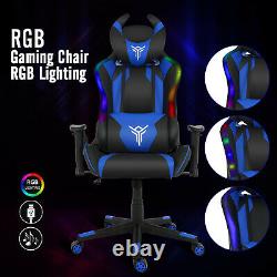 Racing Gaming Chair Video Swivel Leather Computer Desk Office Chair with RGB LED
