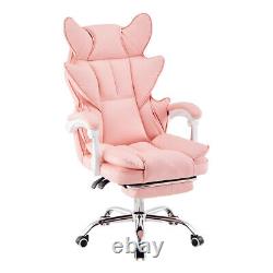 Racing Gaming Chair with Arm, Faux Leather Gamer Recliner Home Office, Black Pink
