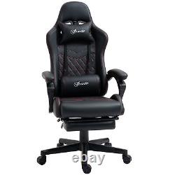 Racing Gaming Chair with Arm, Faux Leather Gamer Recliner Home Office, Black Red