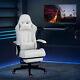 Racing Gaming Chair With Arm, Faux Leather Gamer Recliner Home Office, White