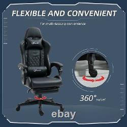 Racing Gaming Chair with Arm, PU Leather Gamer Recliner Home Office