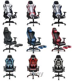 Racing Gaming Chair with Footrest Recliner Ergonomic Swivel Office Chair Leather