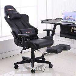 Racing Gaming Chair with Footrest Recliner Ergonomic Swivel Office Chair Leather