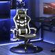 Racing Gaming Chair With Lumbar Support, Headrest, Gamer Office Chair, Black White