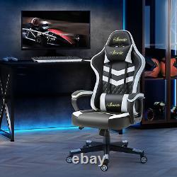 Racing Gaming Chair with Lumbar Support, Headrest, Gamer Office Chair, Black White