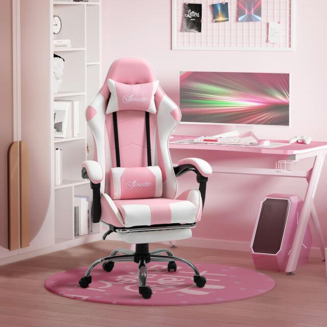 Racing Gaming Chair With Lumbar Support, Home Office Desk Gamer Recliner, Pink