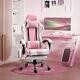 Racing Gaming Chair With Lumbar Support, Home Office Desk Gamer Recliner, Pink