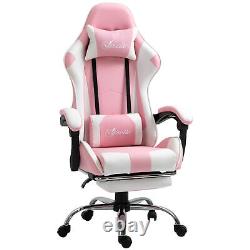 Racing Gaming Chair with Lumbar Support, Home Office Desk Gamer Recliner, Pink