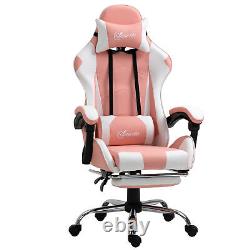 Racing Gaming Chair with Lumbar Support, Home Office Desk Gamer Recliner, Pink