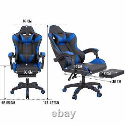 Racing Gaming Computer Massage Office Chair Reclining Desk WithFoot&Lumbar Support