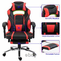 Racing Gaming Computer Office Chair PU Leather Adjustable Swivel Armrest Seat