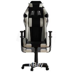 Racing Gaming Office Chair Executive Home Swivel Recliner Leather White Black