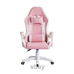Racing Gaming Office Chair Swivel PU Leather Computer PC Desk Chair Pink White