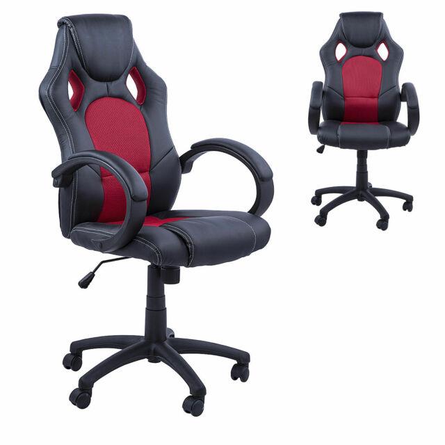 Racing Gaming Swivel Office Computer Chair Pu Leather Executive Black And Red
