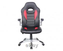 Racing Office Chair Desk Gaming Faux Leather Swivel Computer Seat Black & Red