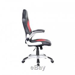 Racing Office Chair Desk Gaming Faux Leather Swivel Computer Seat Black & Red