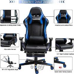Racing Office Chair Sport Bucket Computer Desk Gaming Seat Faux Leather Footrest