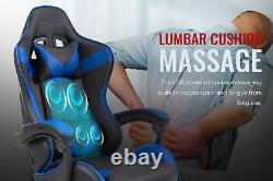 Racing Reclining Desk Computer Gaming Massage Office Chair Foot&Lumbar Support